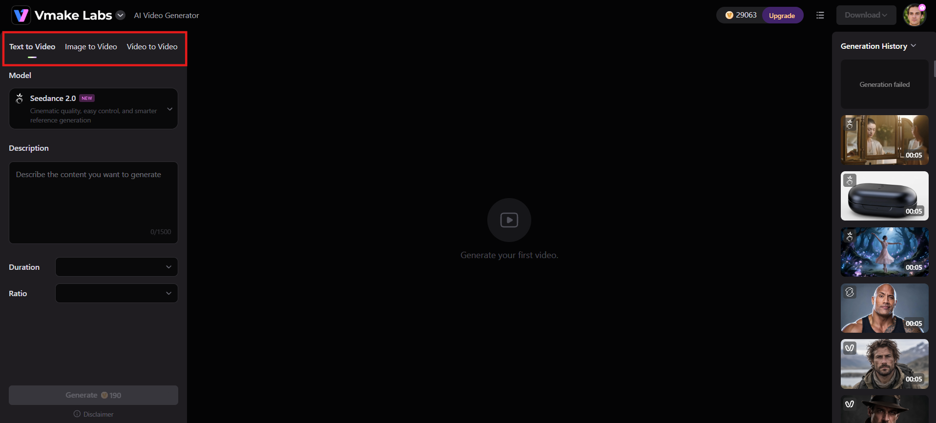 text Select video generation method