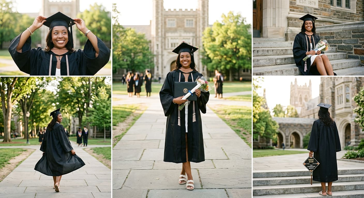 text Solo graduation photo poses