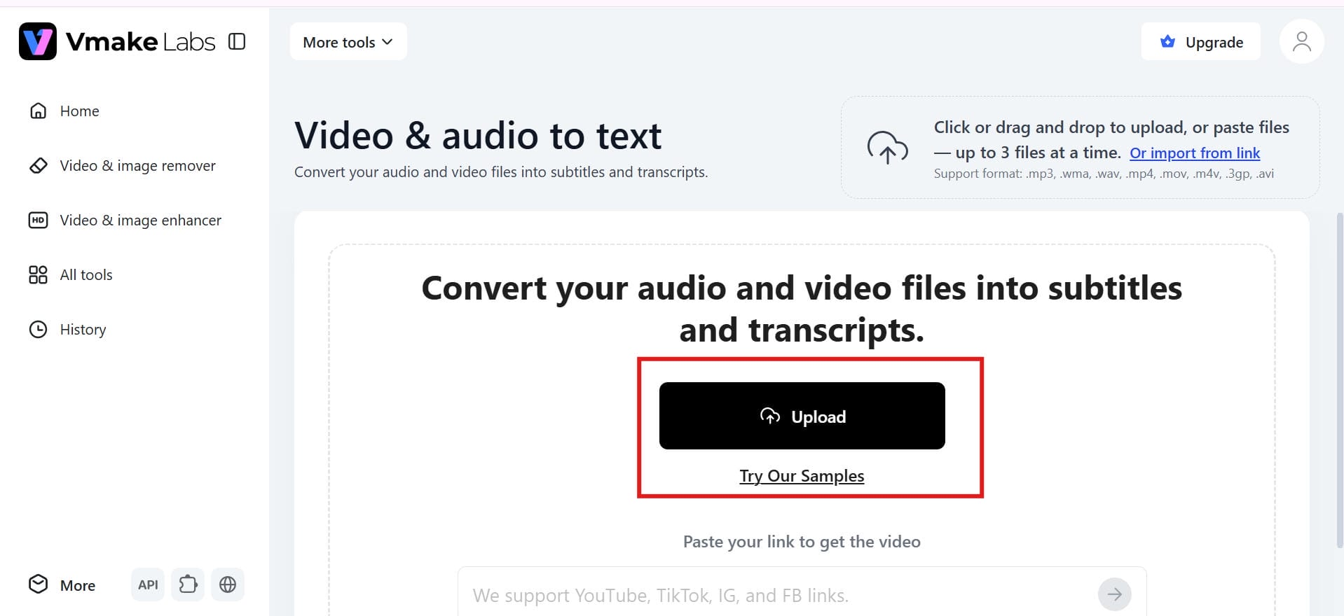 text Upload your podcast audio or video