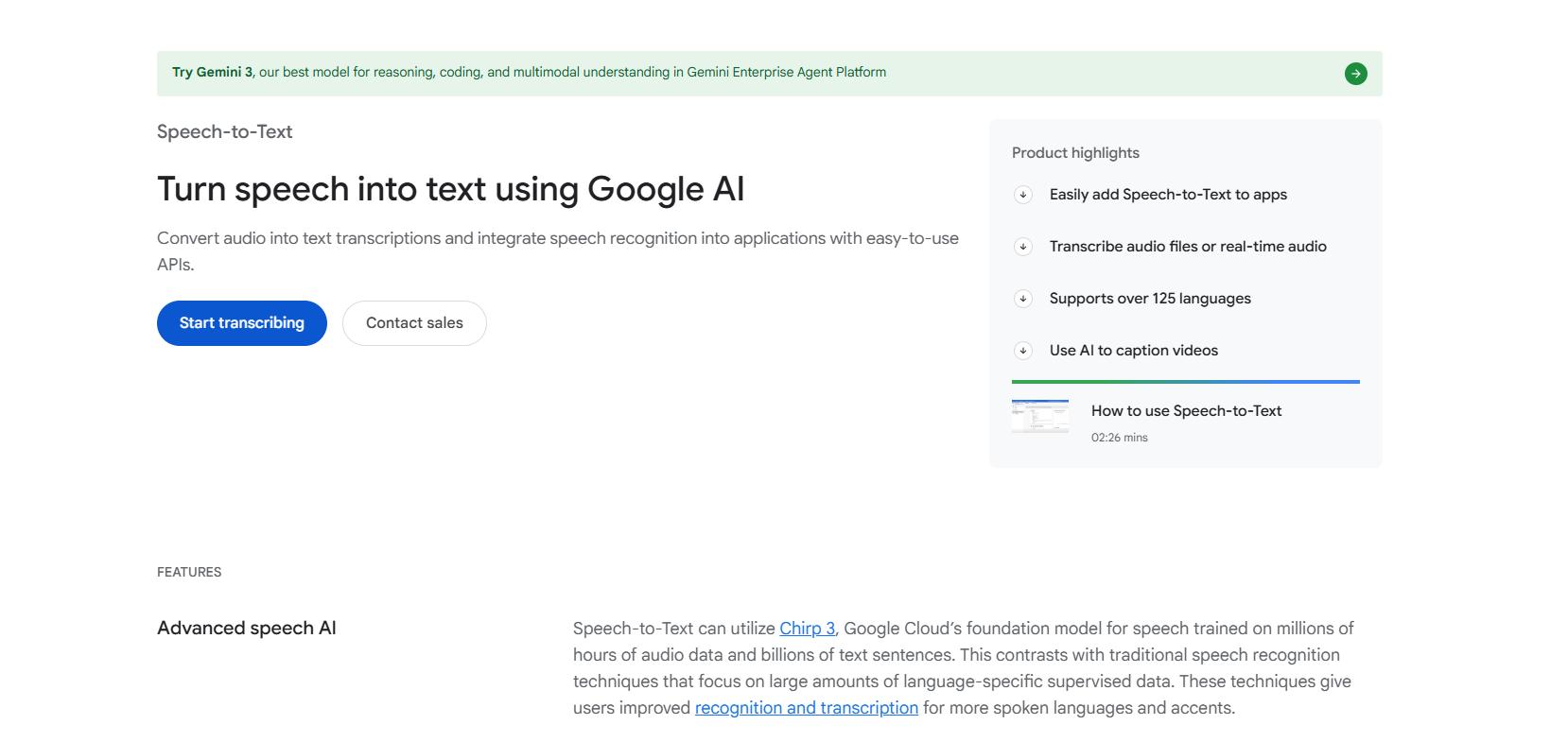 text Google Speech-to-Text API
