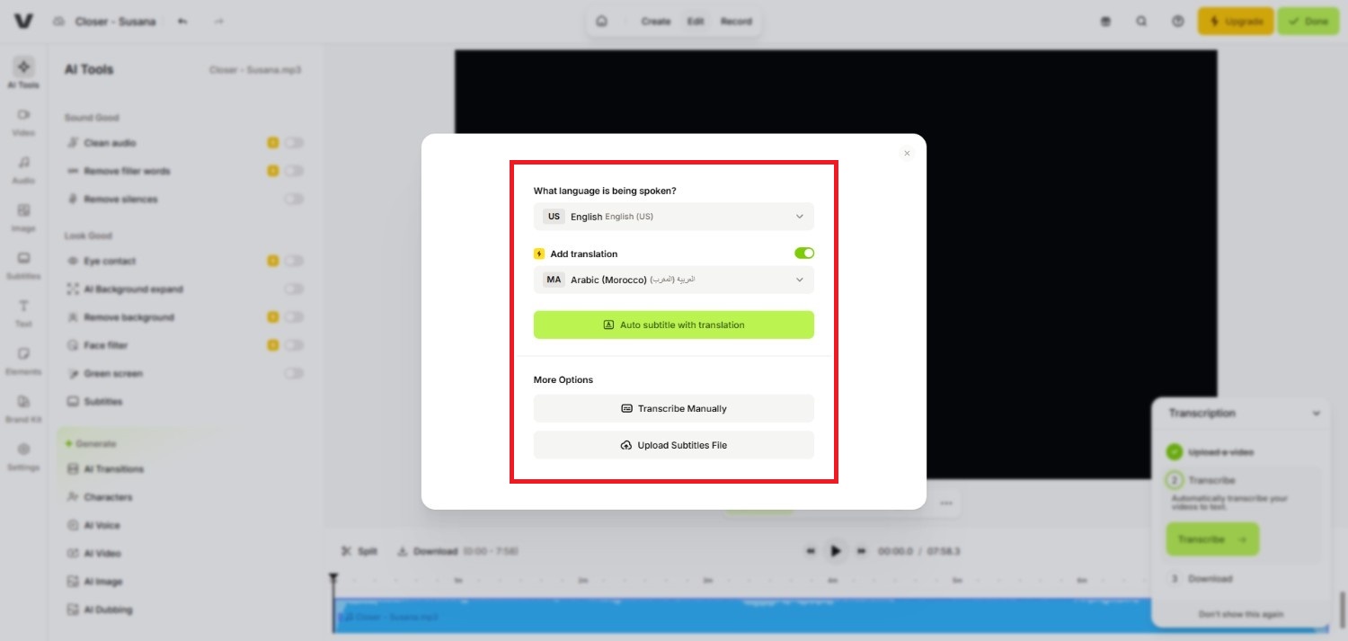 Perform the transcription process