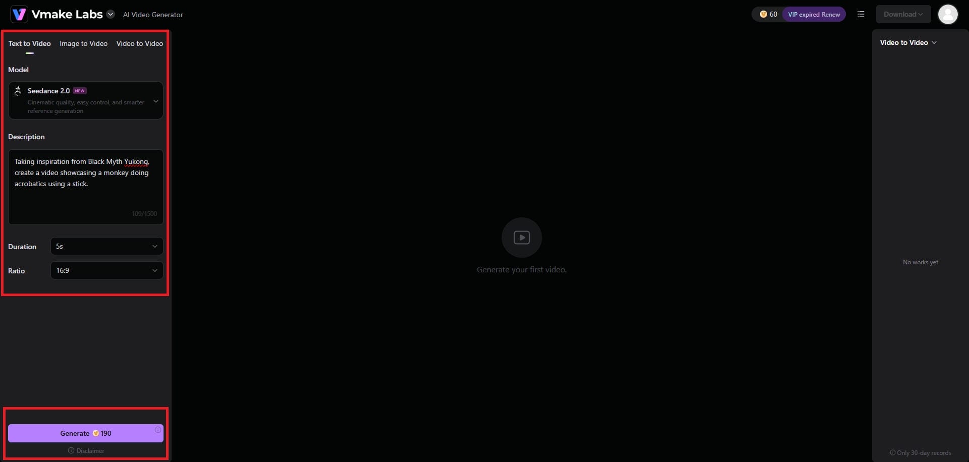 Provide your video generation prompt