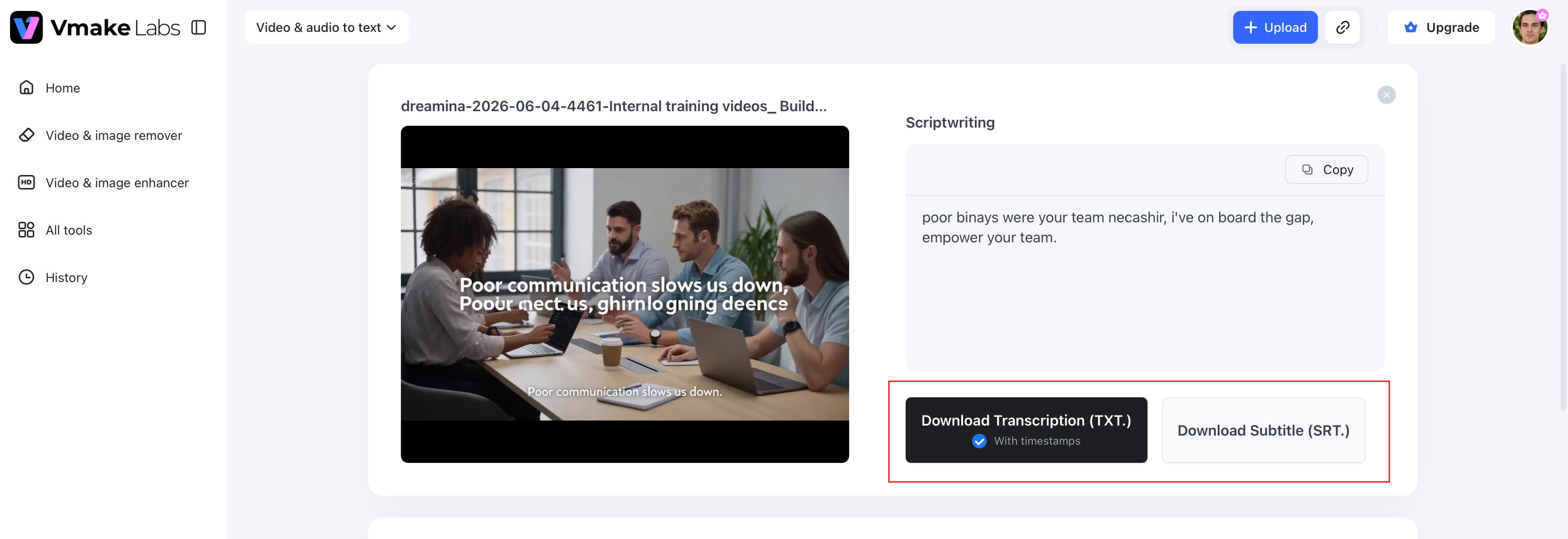 text Download your transcript