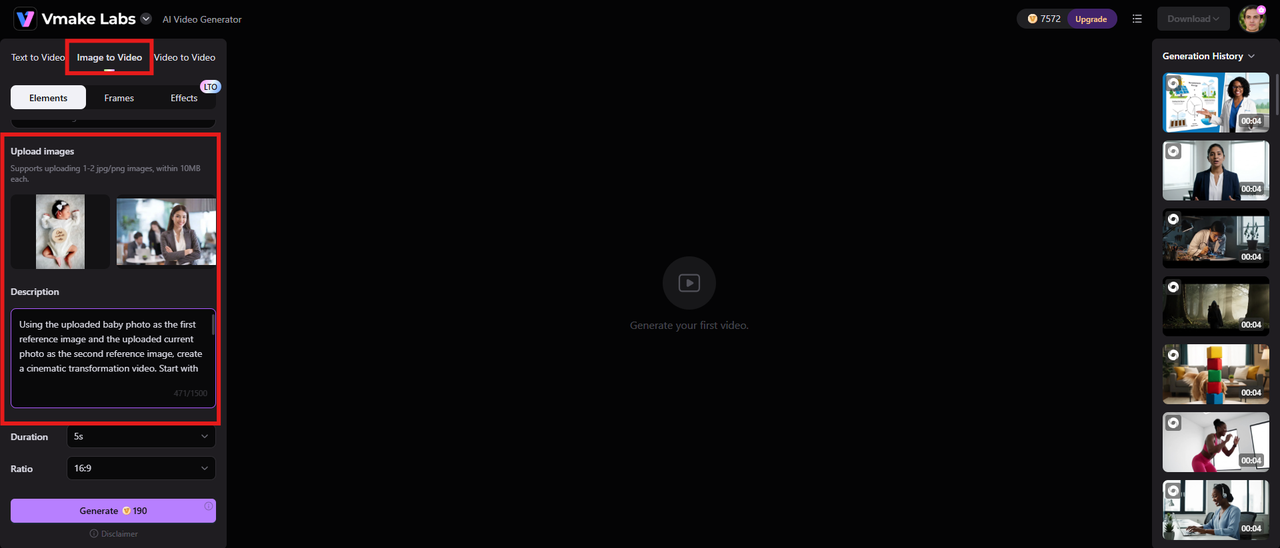 upload image and prompt