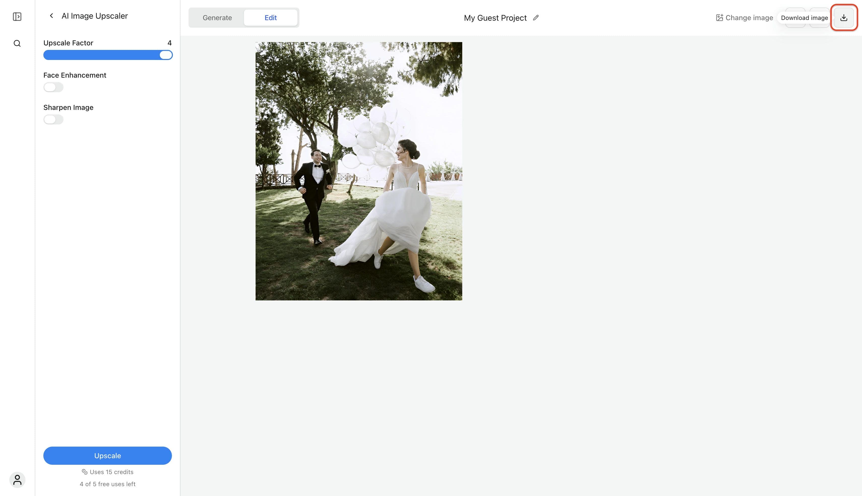 Step 3: Download the enhanced photo