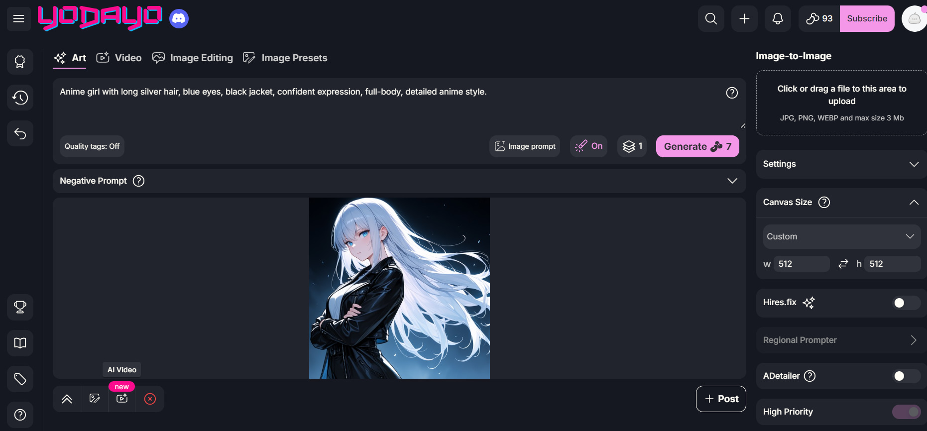 text Anime character generation