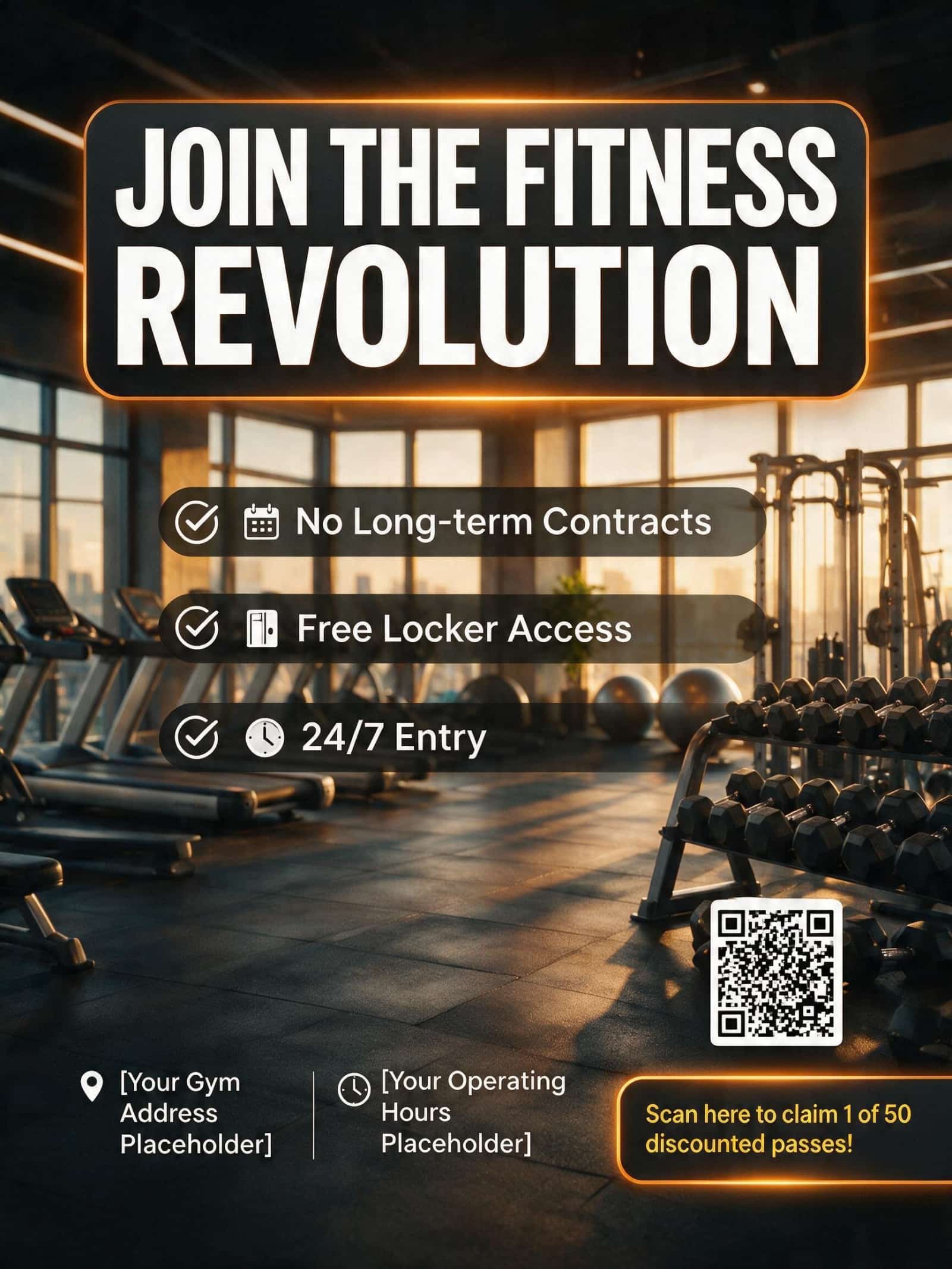 Fitness Gym flyer with QR