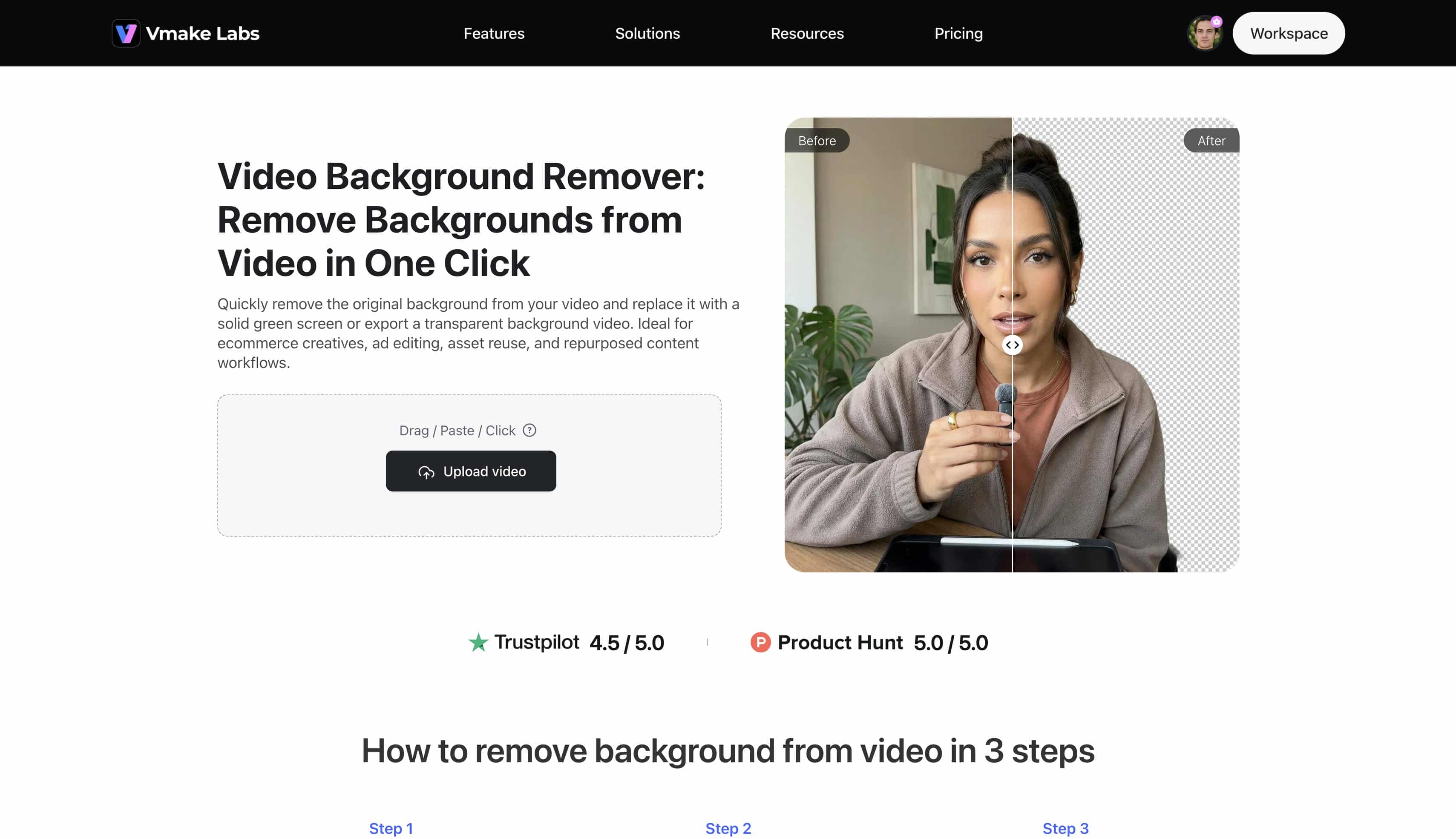 Vmake Labs video background remover