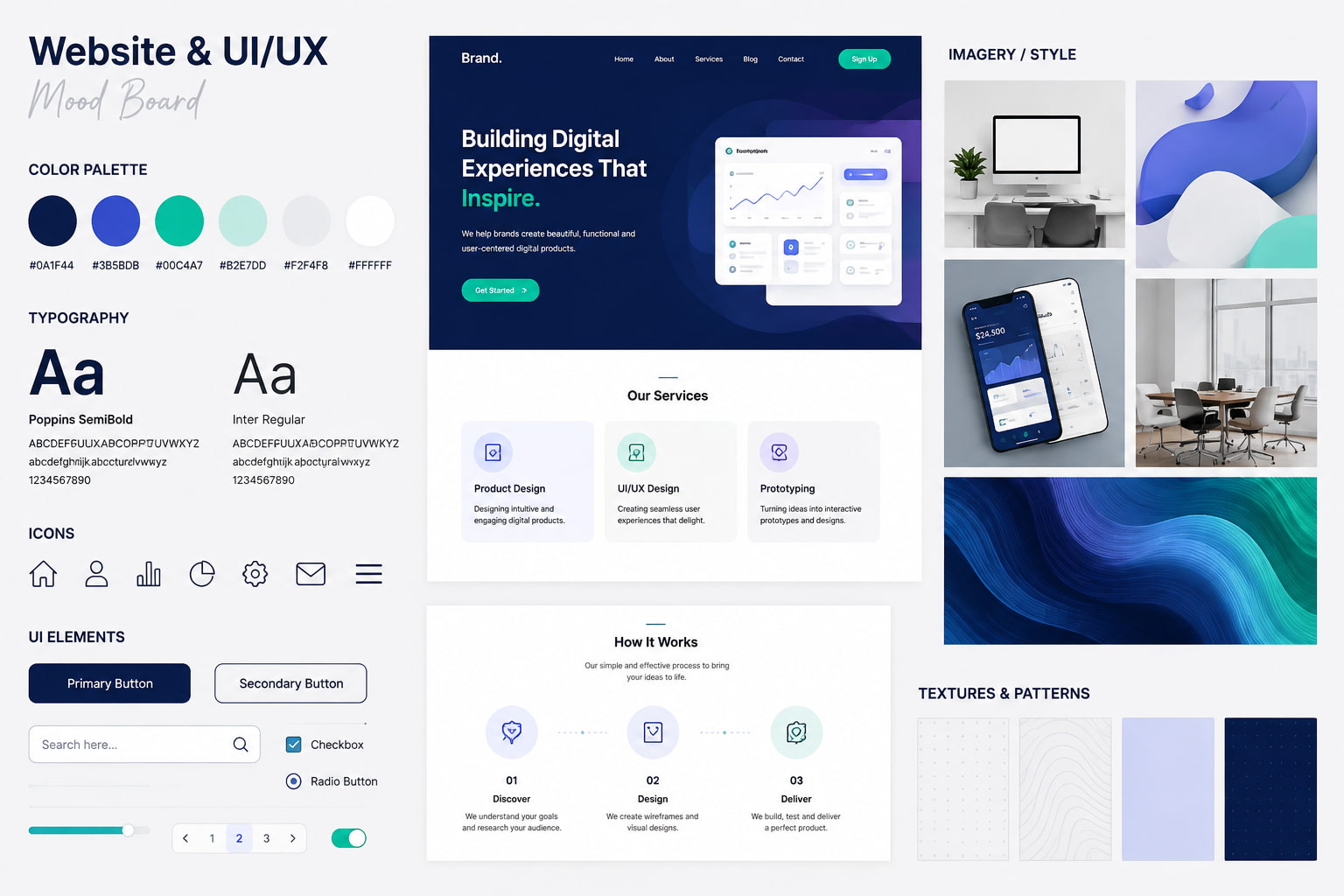 text Website & UI/UX Mood Board Ideas