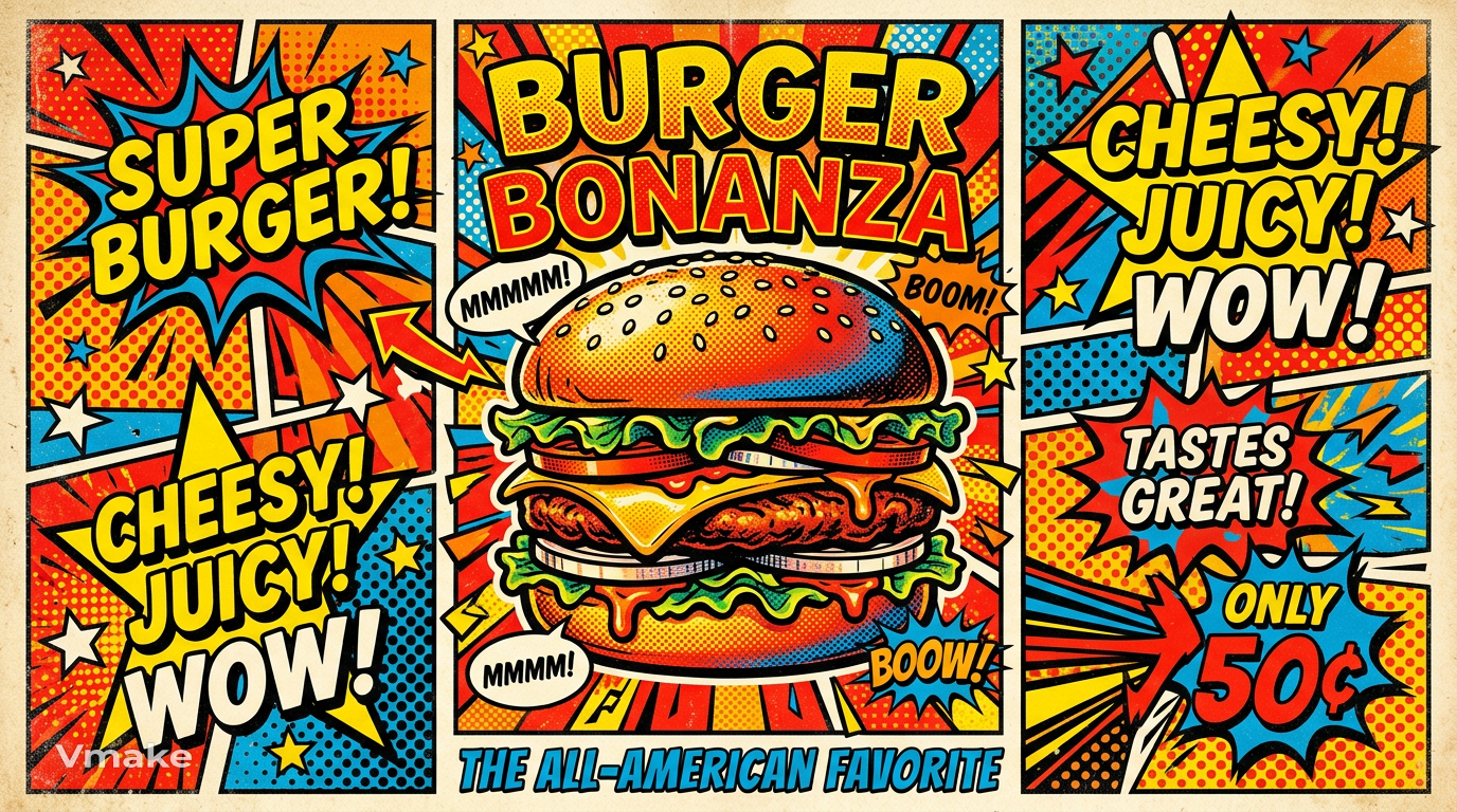 text Pop art food poster