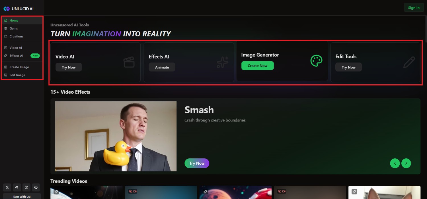 text Accessing Unlucid AI