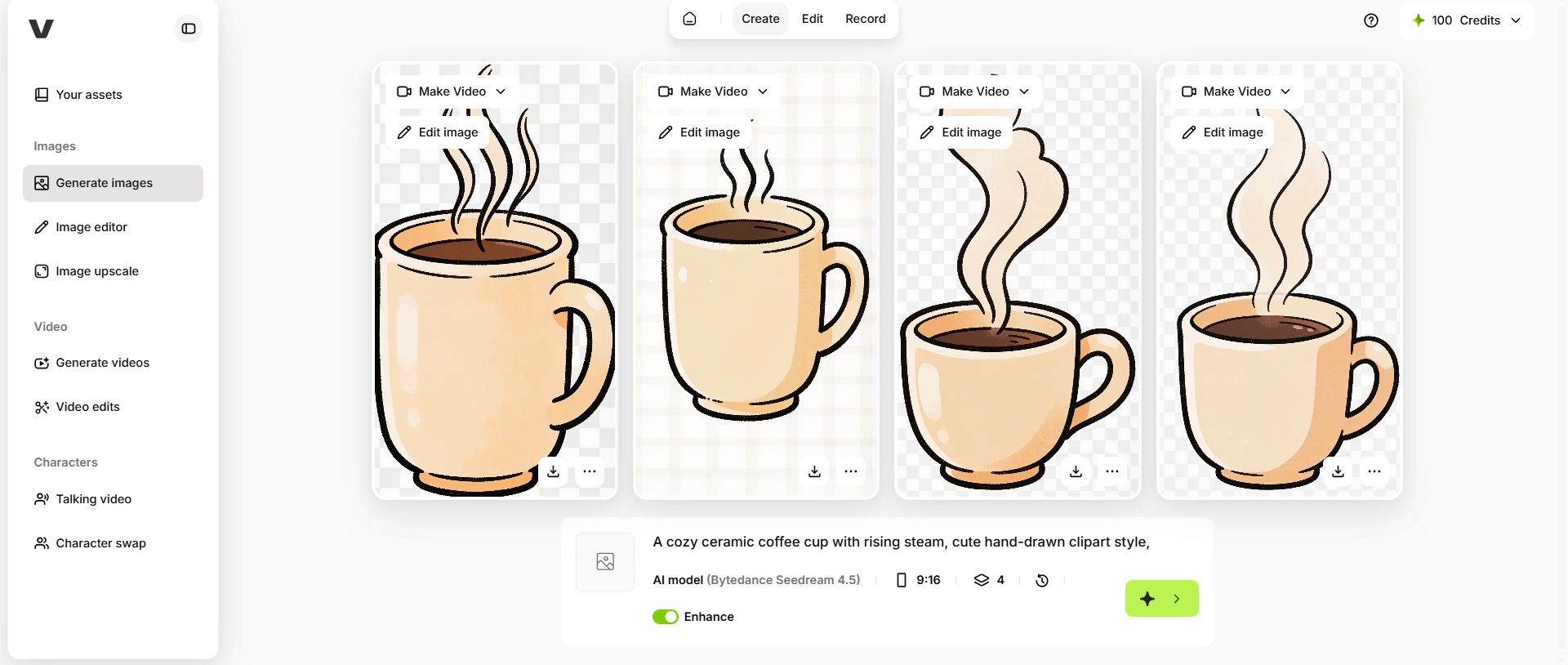 text VEED clipart generator