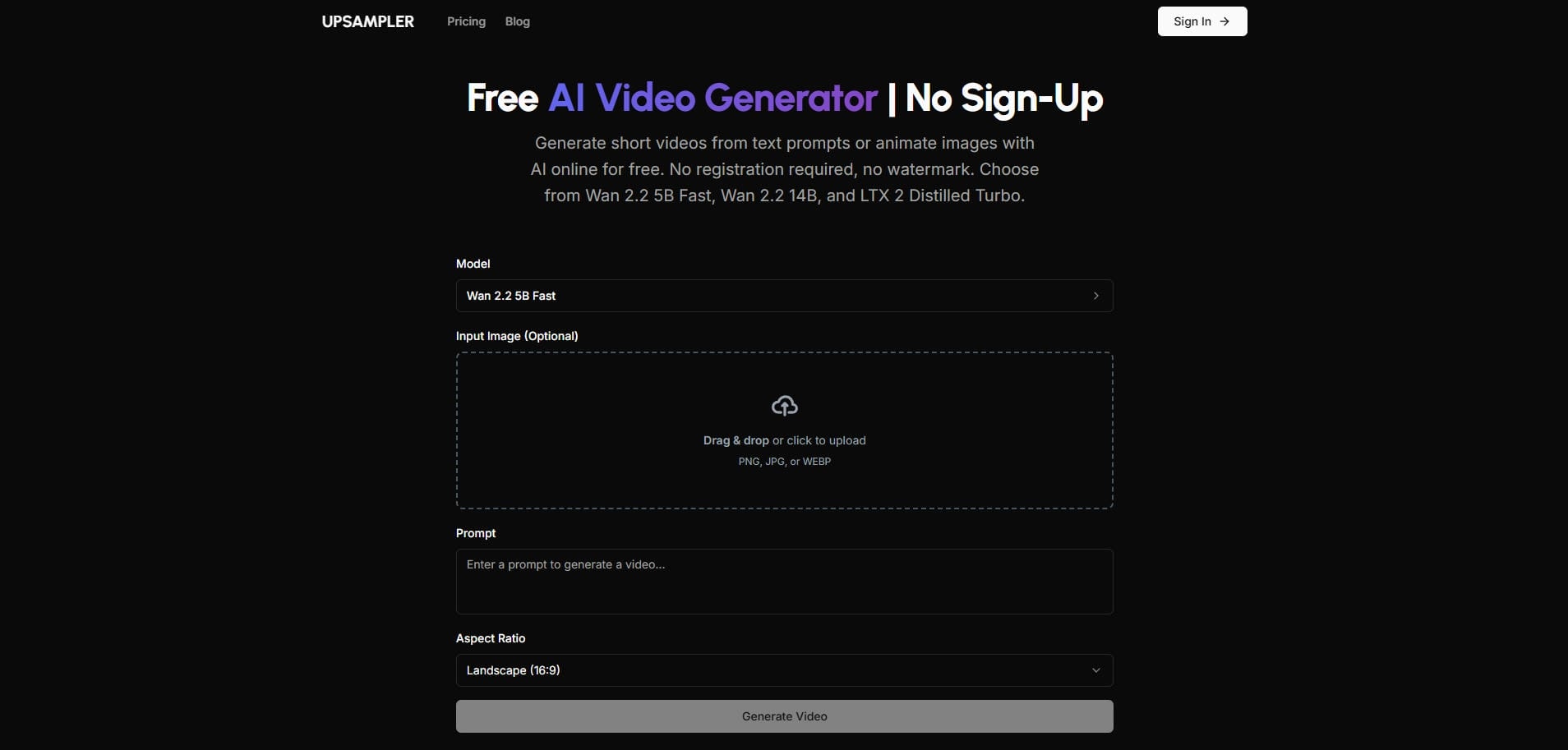 Upsampler AI video generator