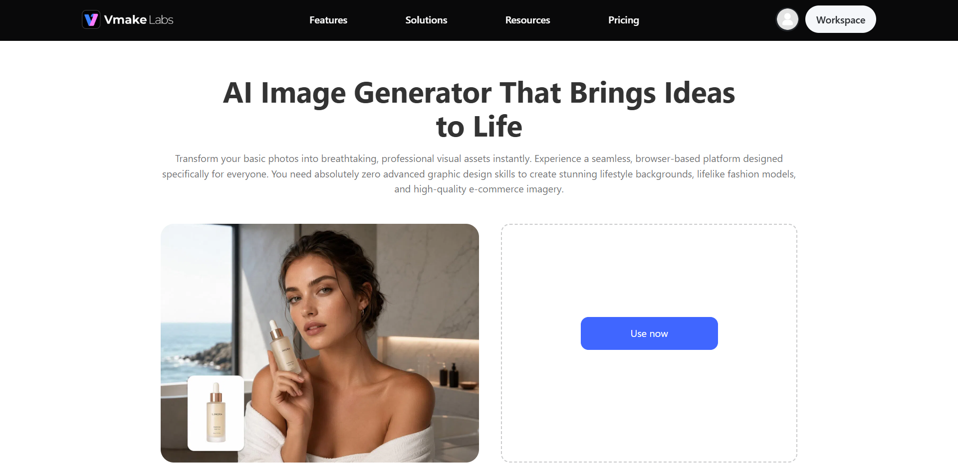 text Vmake Labs AI image generator