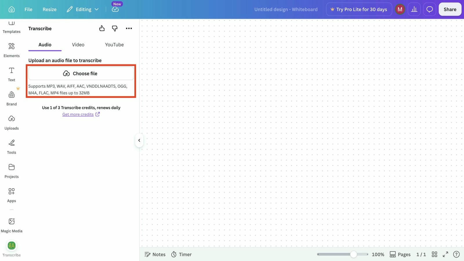 Choose File Upload Screen