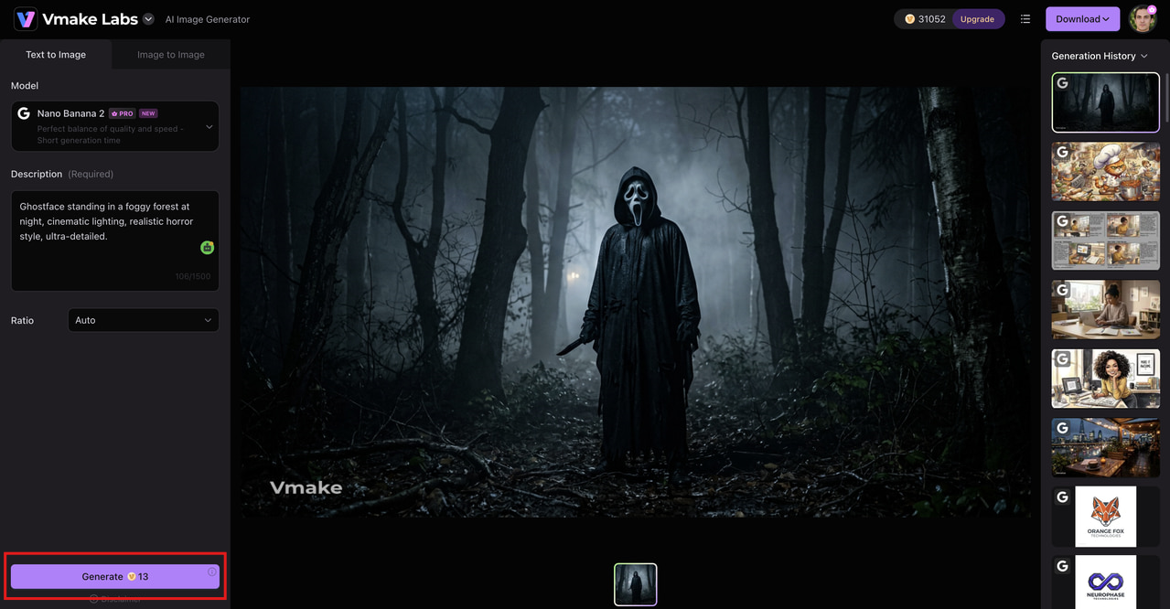 text Generate the image and refine the prompt to adjust the settings