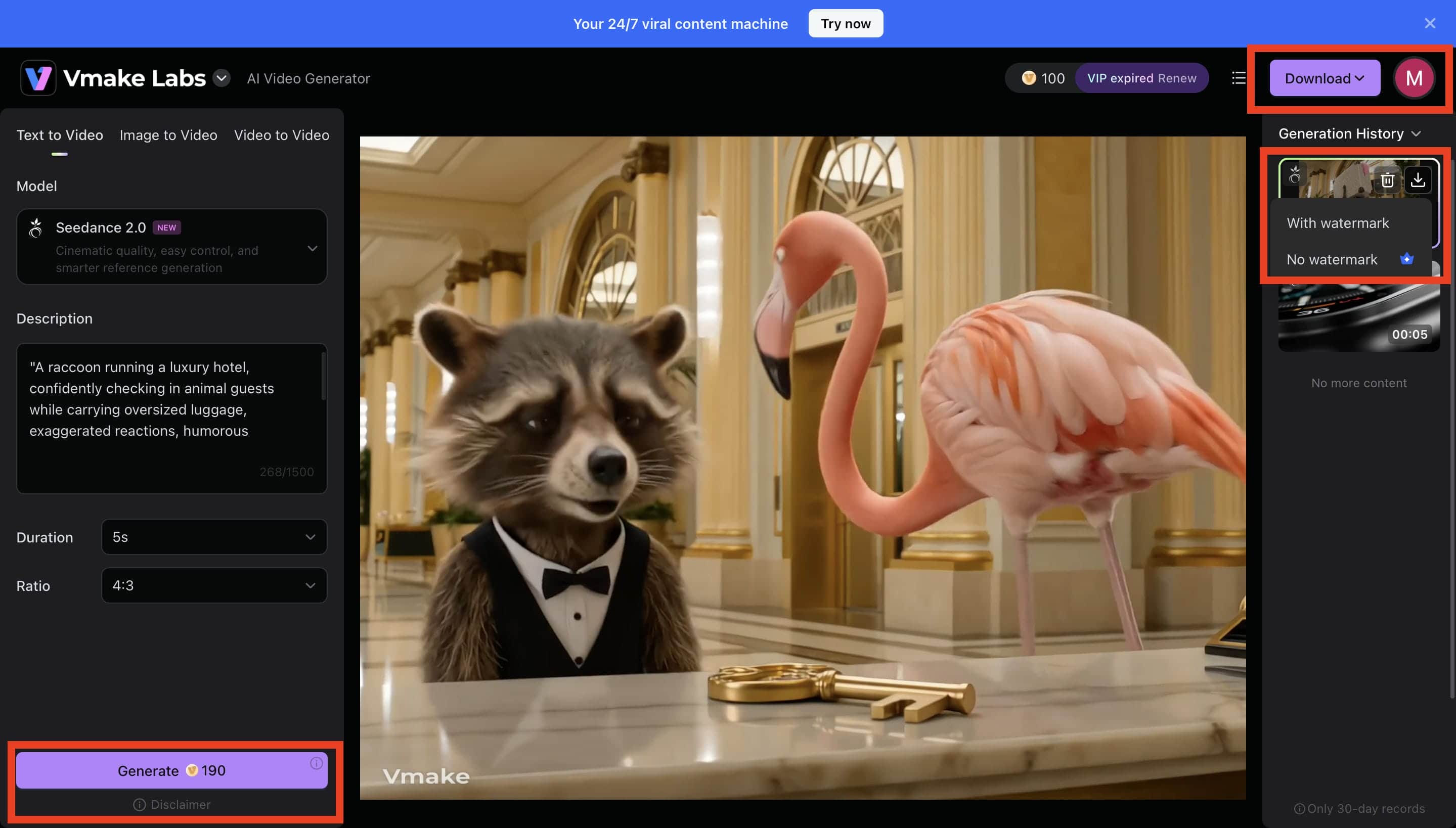 Generate, Review, and Download Your Funny AI Video