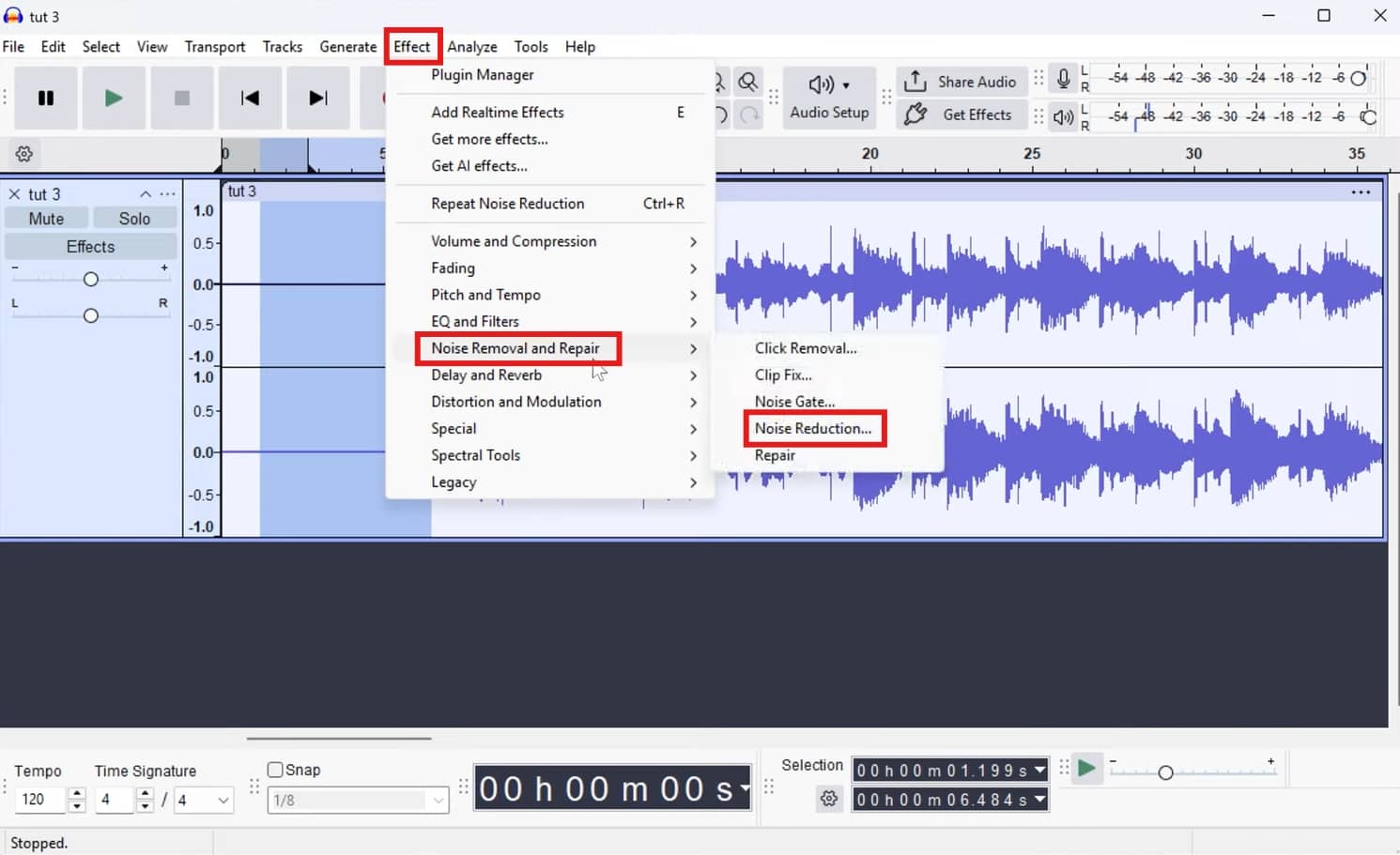 apply the noise reduction filter