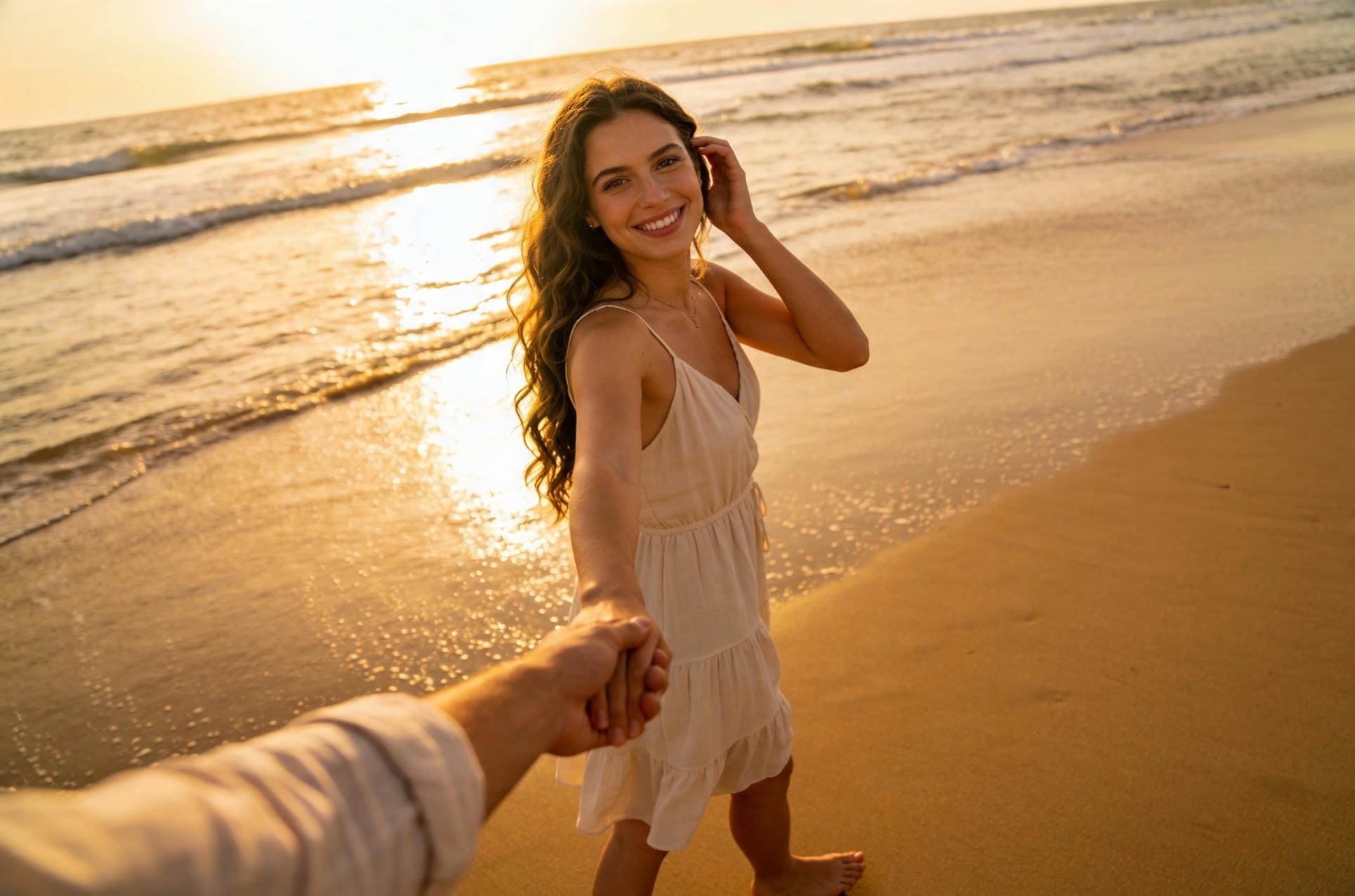 Sunset Beach Walk AI girlfriend videos