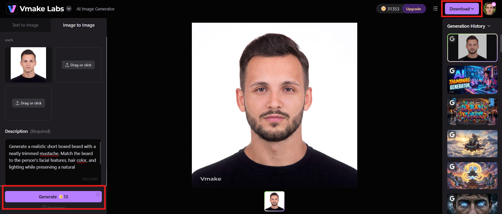 text Generate, compare, and download your beard photo