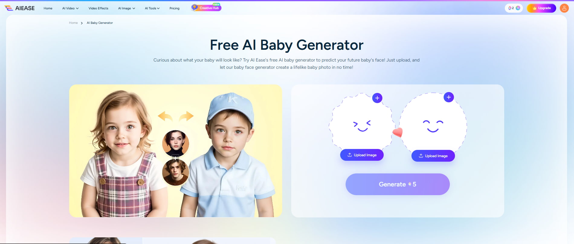 text AIEase baby generator