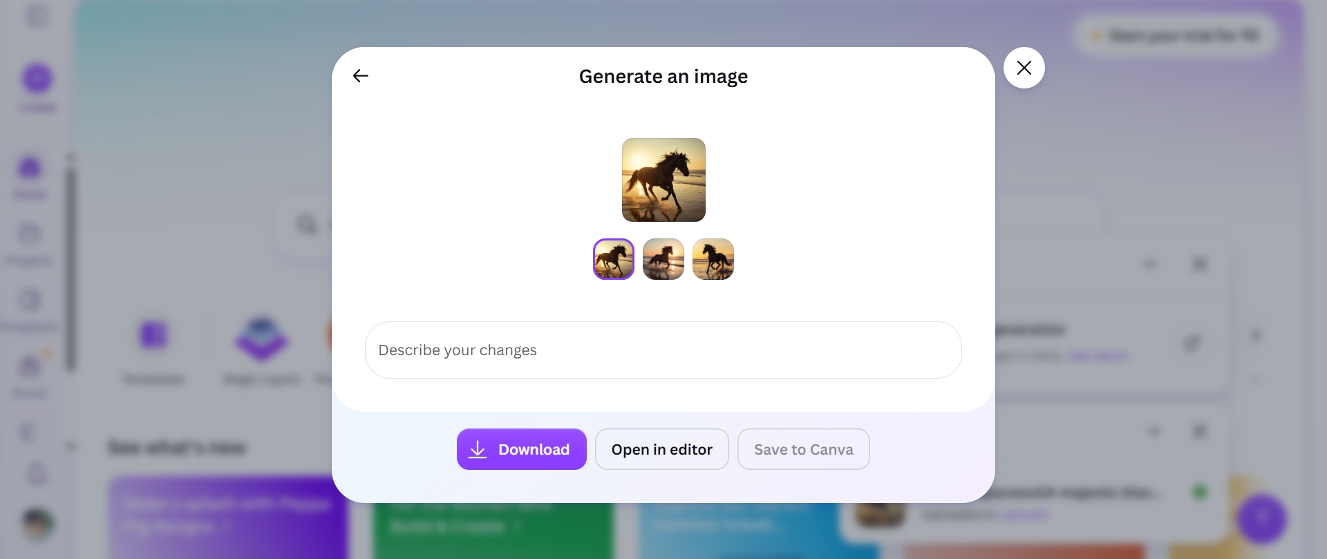 Canva AI animal generator