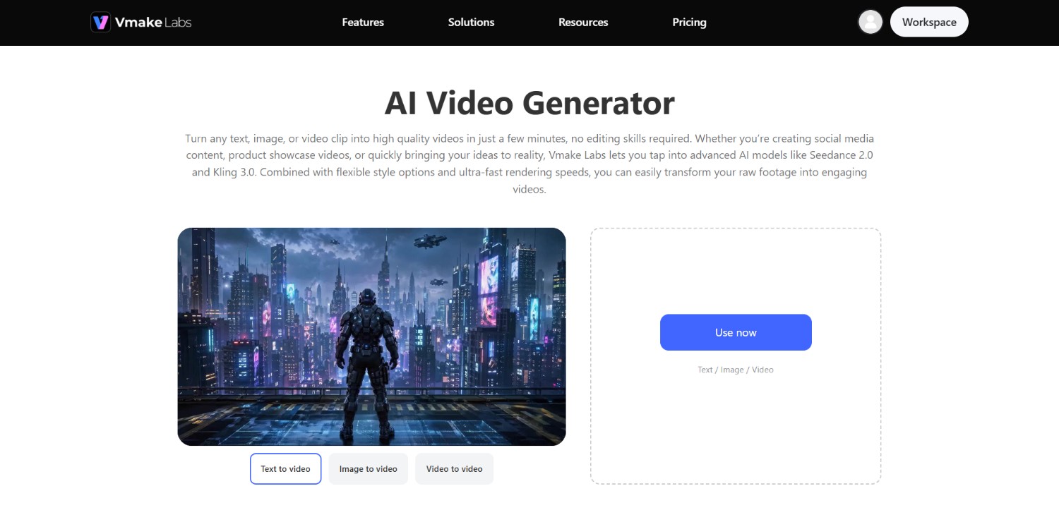 text Vmake Labs AI video generator