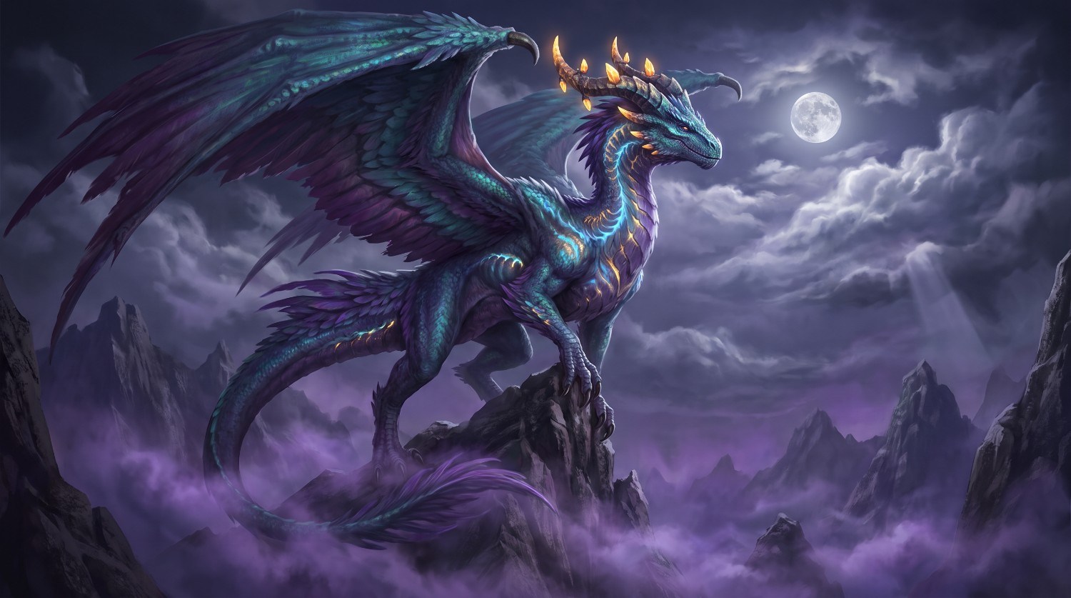 Fantasy dinosaur with mythical features