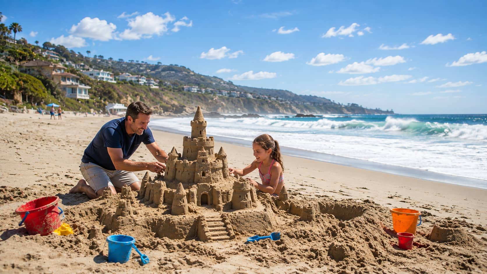 Father and daughter on the beach