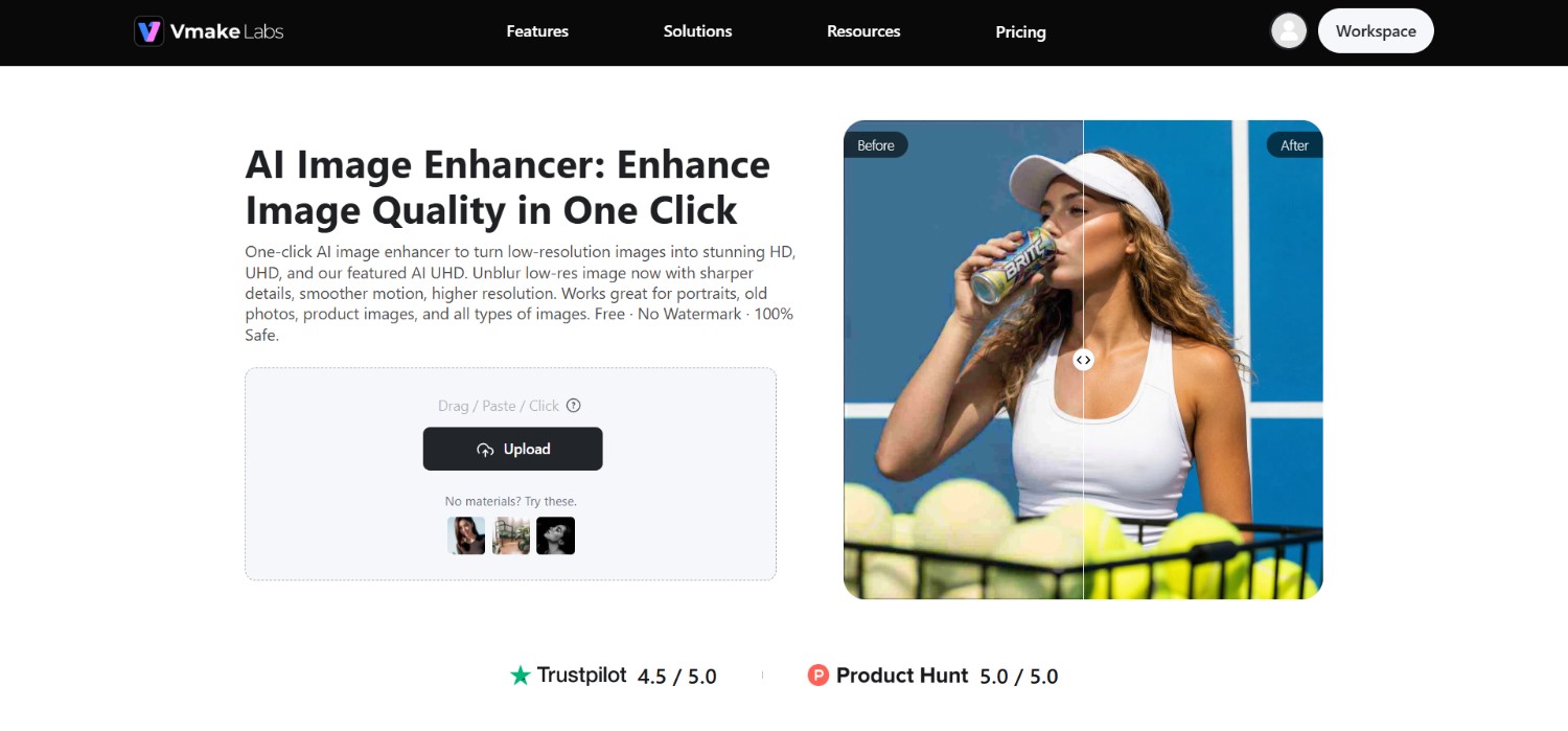 Vmake AI image enhancer