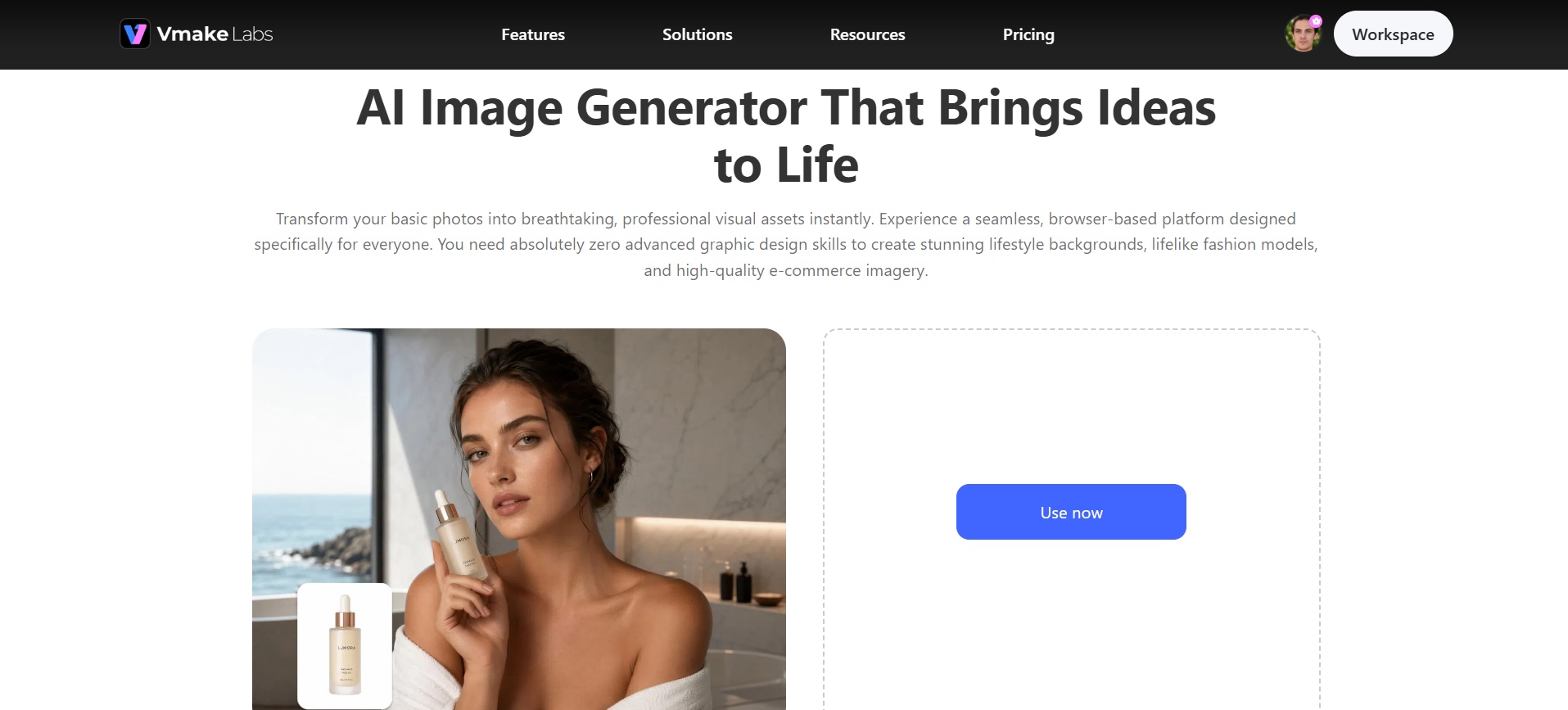 text Vmake Labs AI image generator