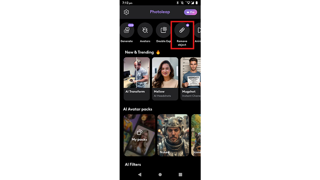 Choose Remove object tool
