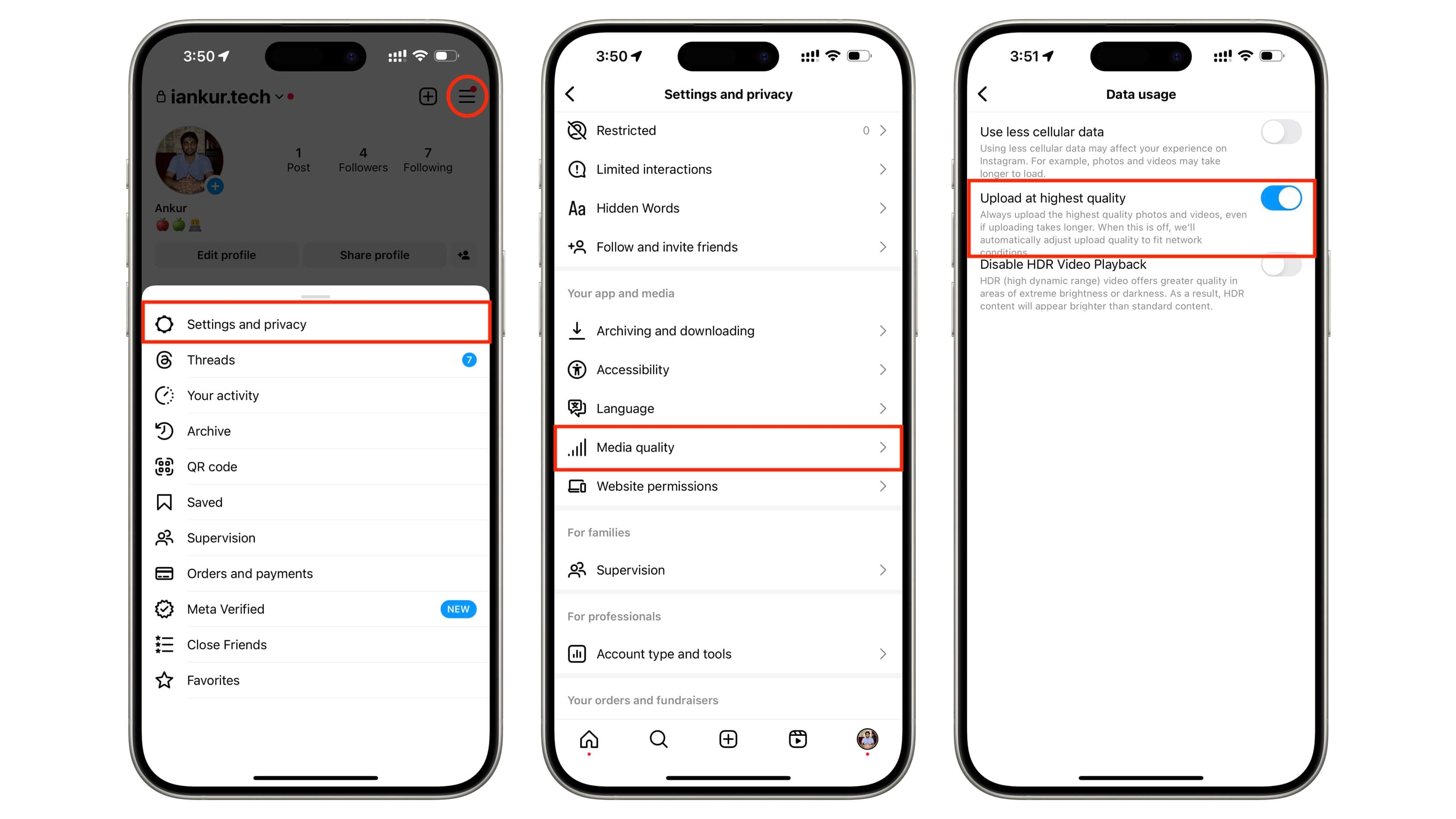 text Enable high-quality uploads
