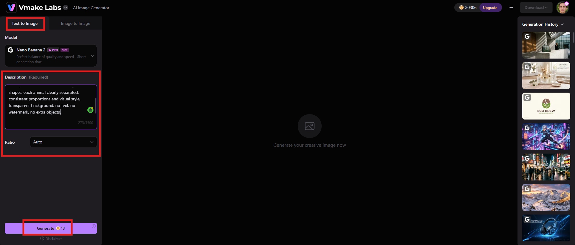 text enter a prompt and generate an image