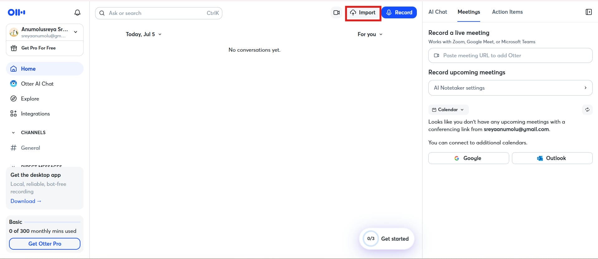 Import an audio file 