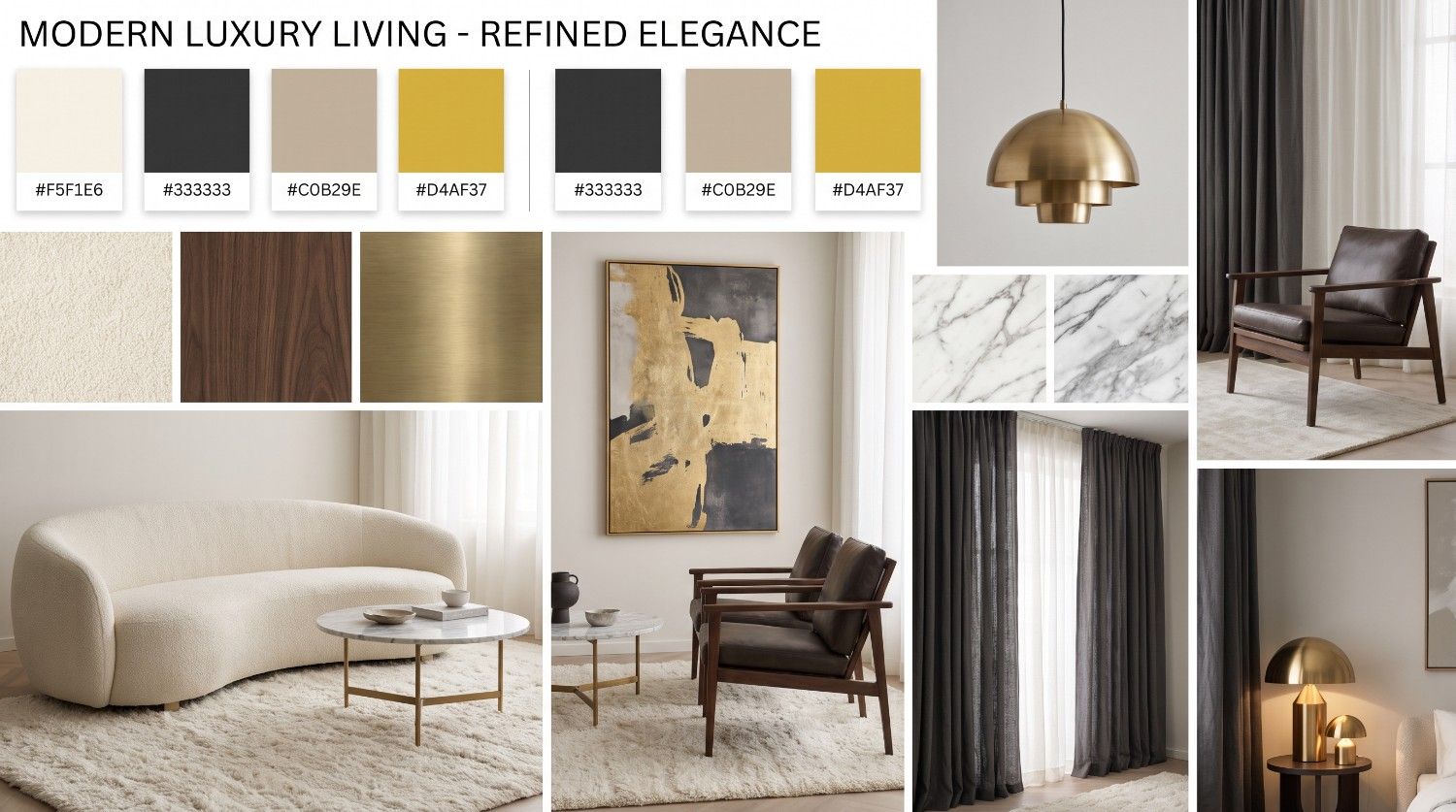 text Modern luxury living room mood board