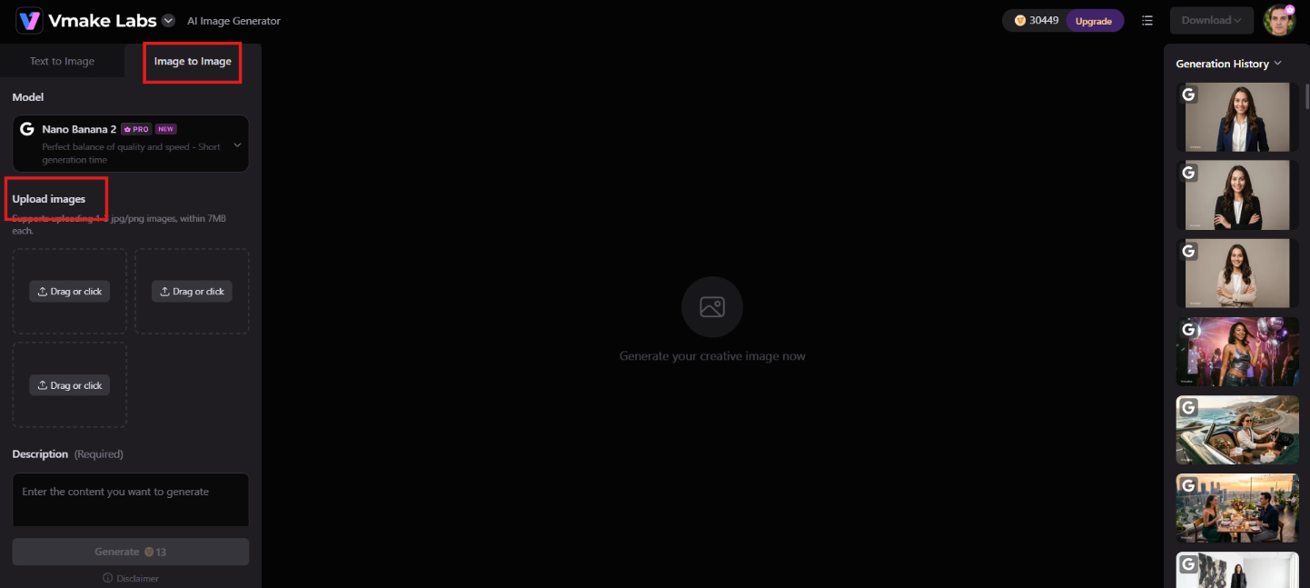 text Upload image