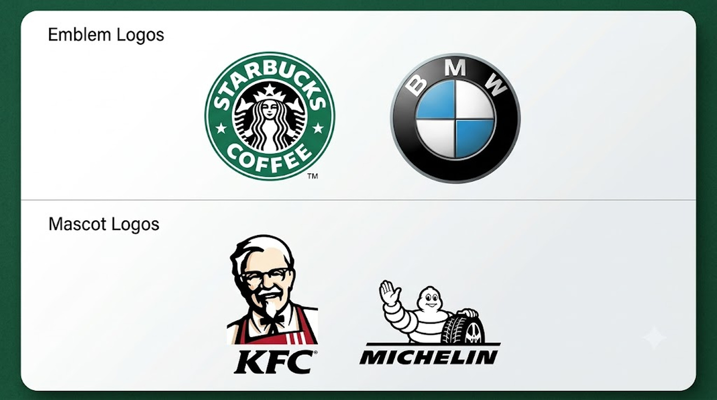 text Emblem and mascot logos