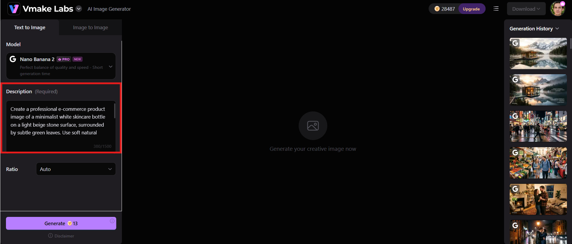 text Enter a text prompt or upload a reference image