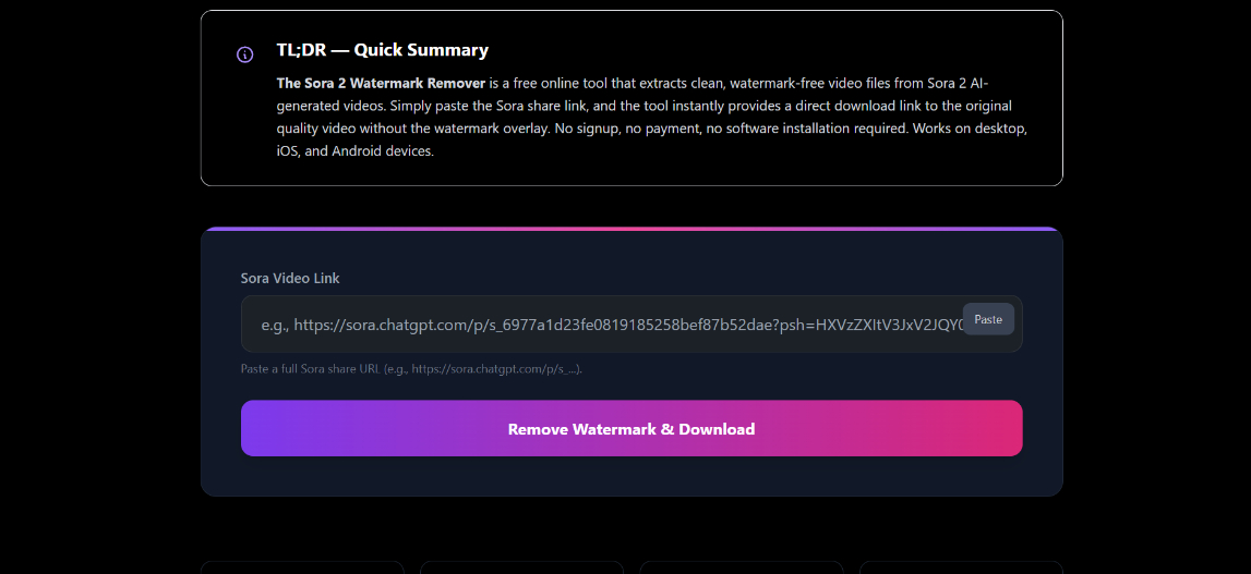 text Paste the link and remove watermark