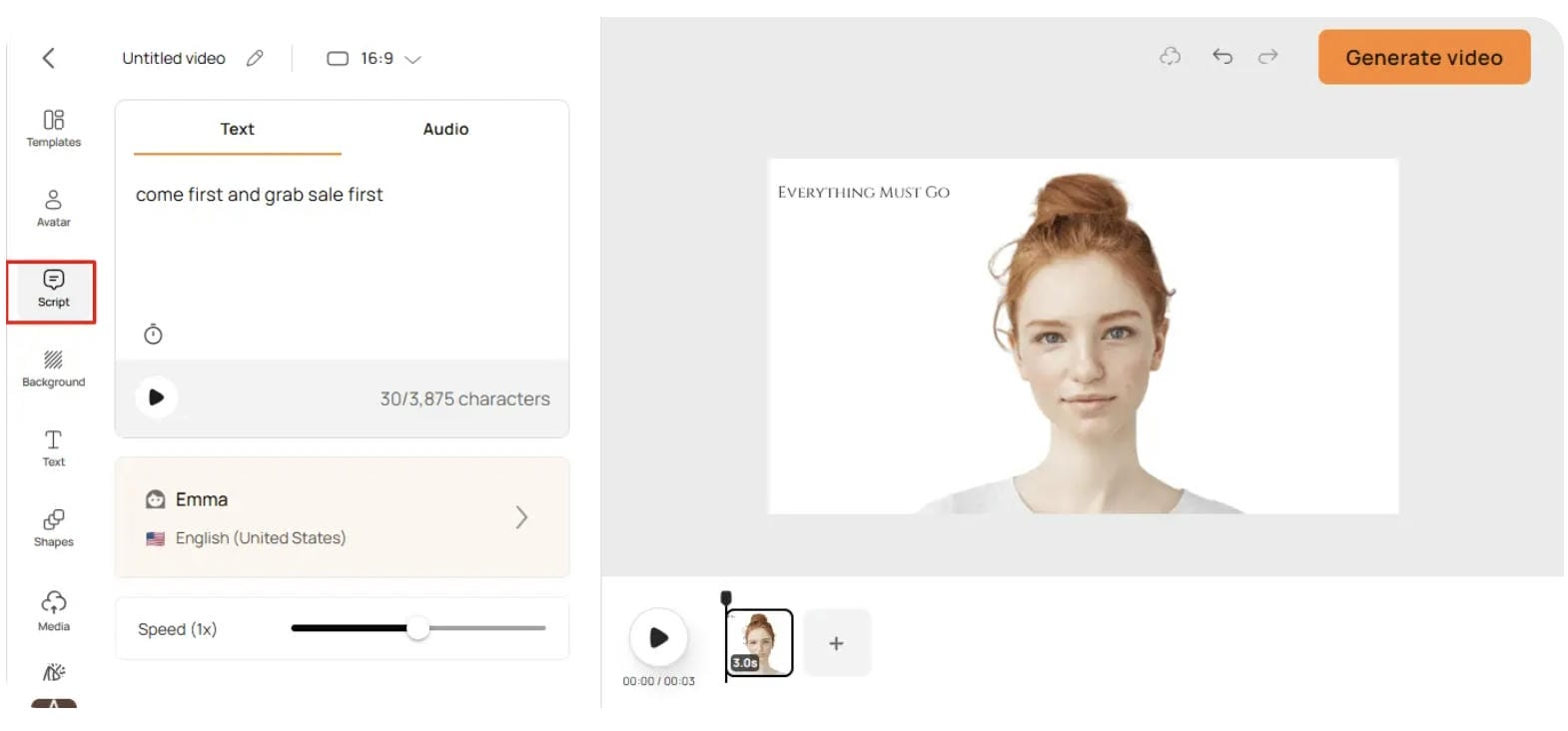 Step 2: Enter Your Script and Choose a Voice