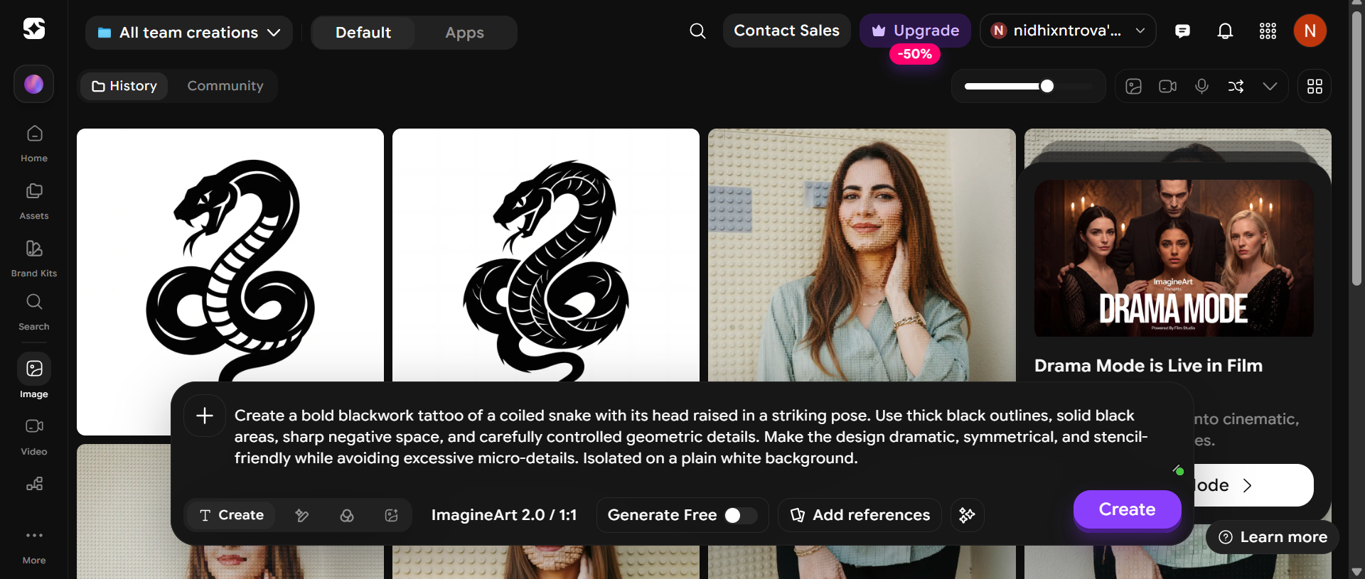 text ImagineArt image generator
