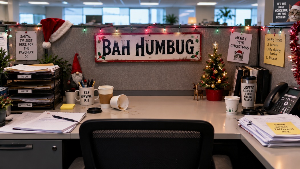 Ironic "Bah Humbug" cubicle