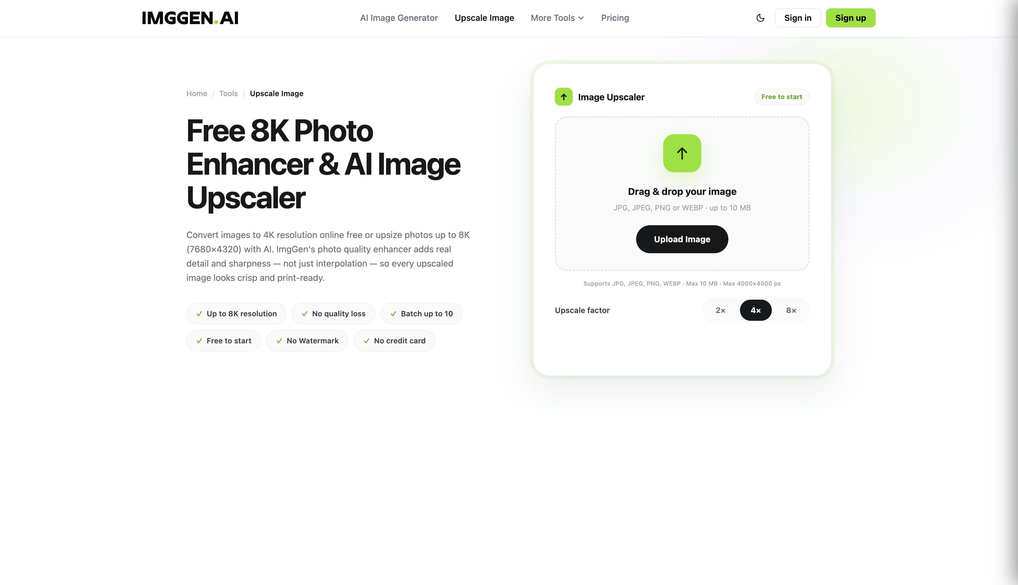 What is ImgGen AI image upscaler?