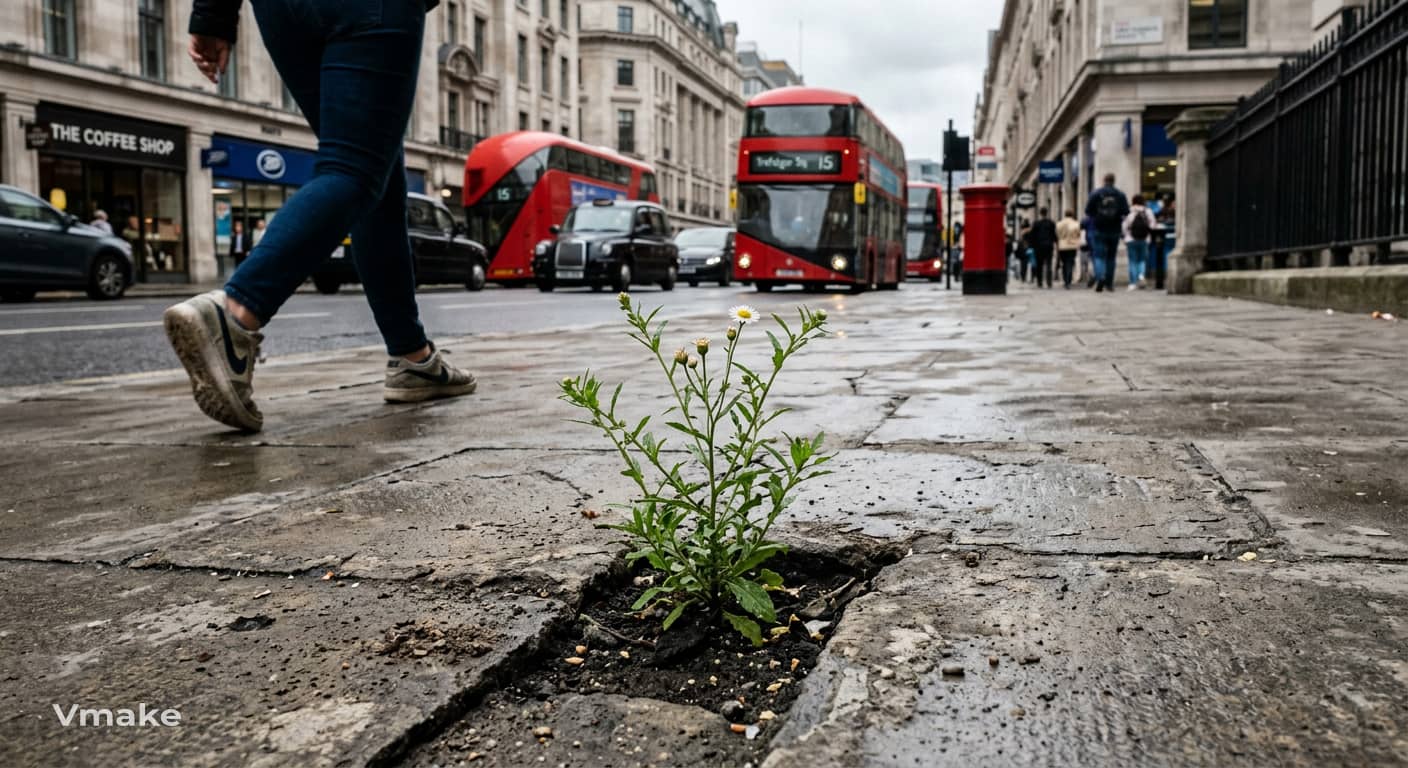 A plant growing from an unexpected place