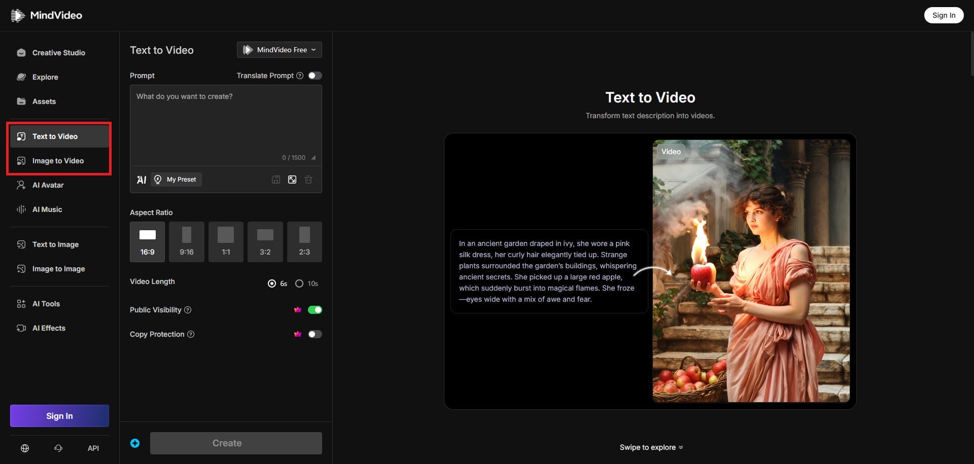 Step 1: Select your AI video generation mode
