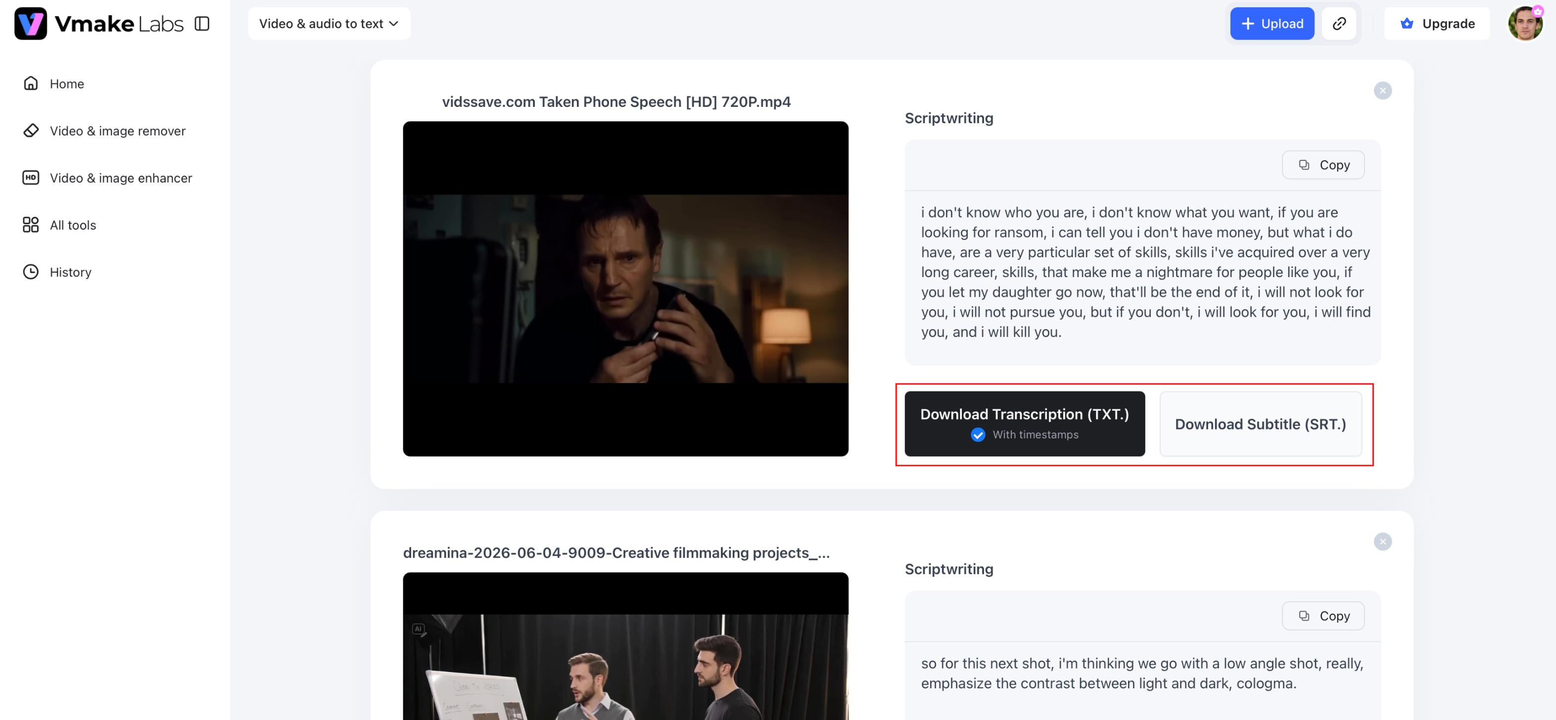 text Edit and export your transcript