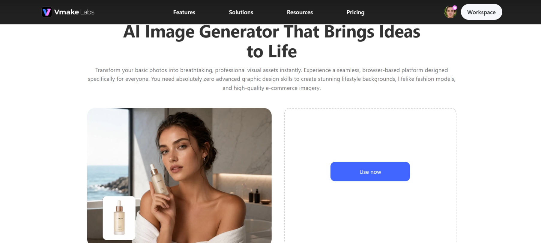 text Vmake Labs AI image generator