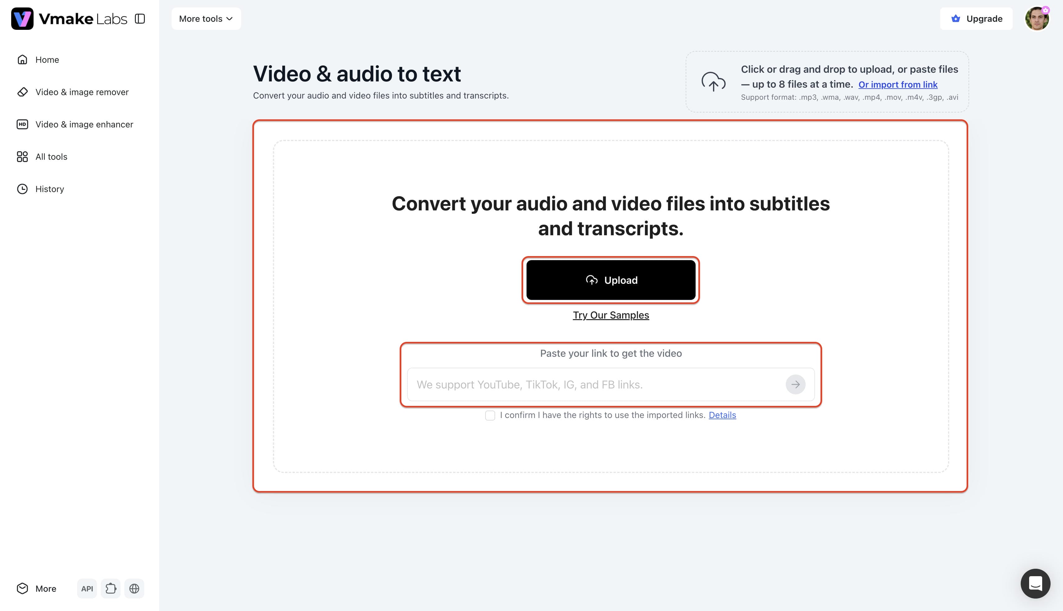 import web links or files of your media