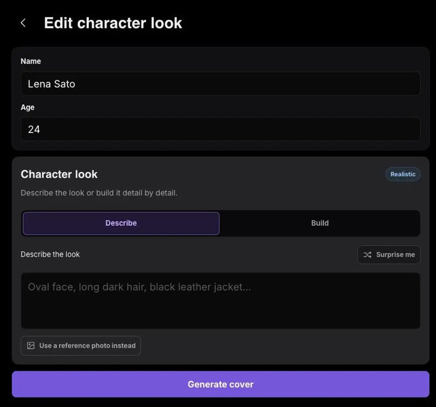text Build your character
